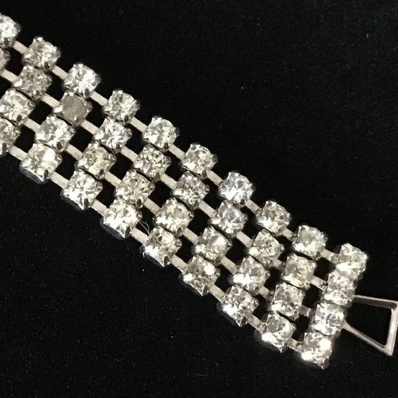 Vintage Multi Strand Rhinestone Bracelet - Picture 10 of 16
